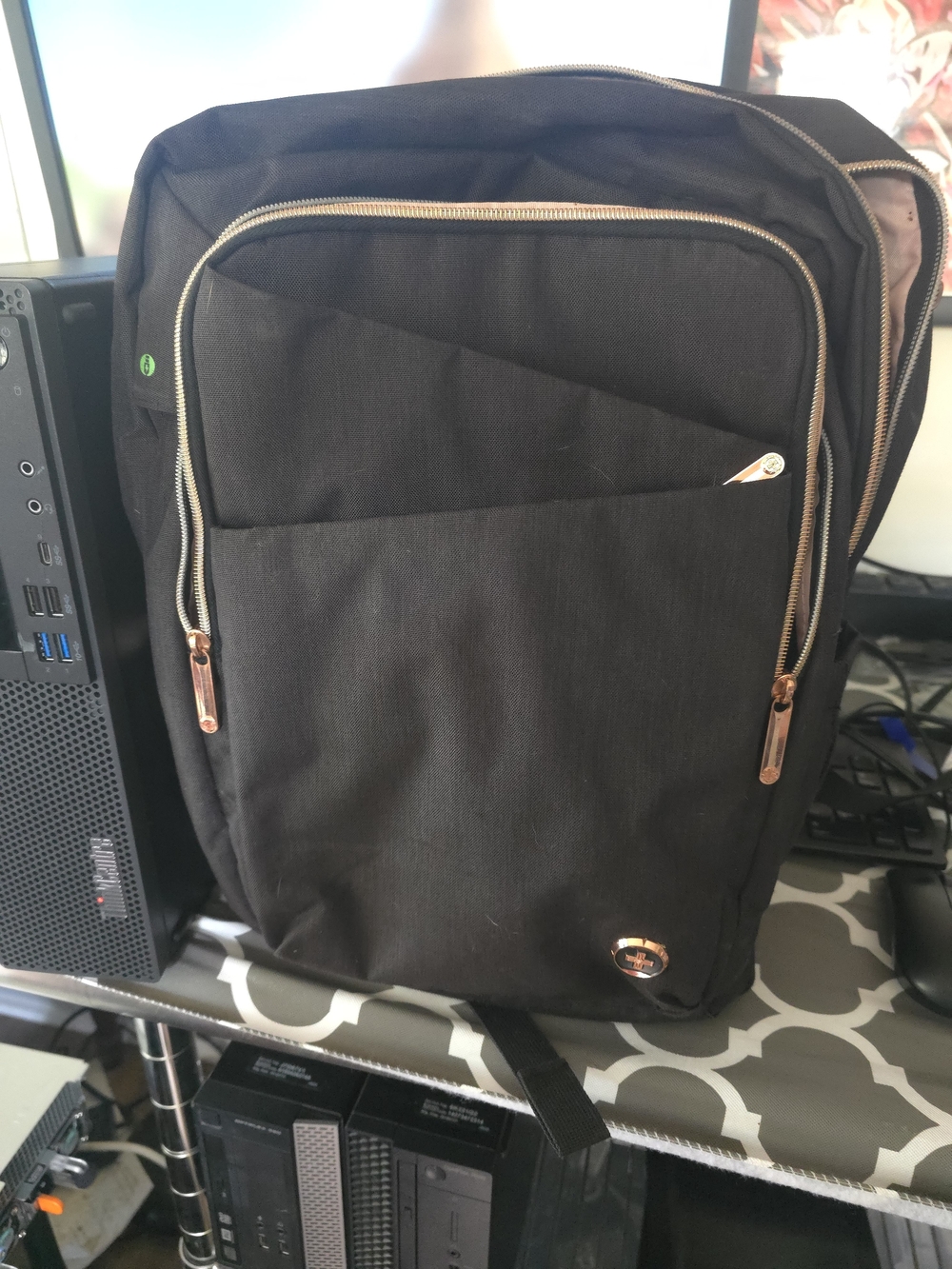 Black Laptop Backpack – With Rose Gold Zippers Classic Pack